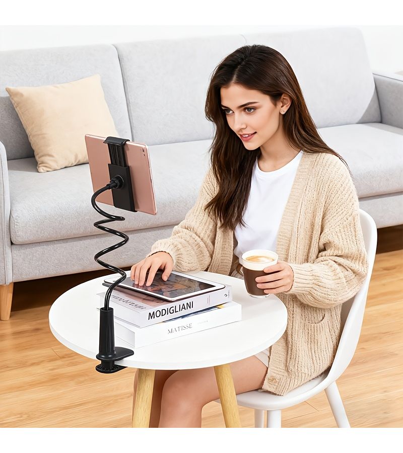 Universal Versatile Clamp Bracket 27.56 Inch Flexible Hose Stable Phone Tablet Holder Black - Image 4