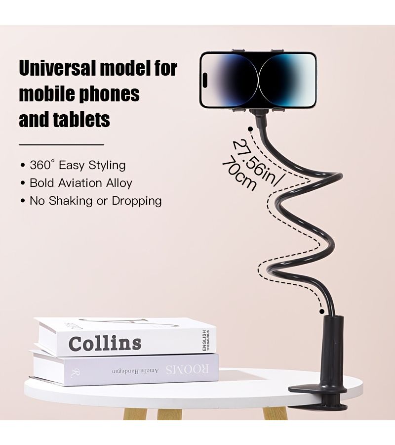 Universal Versatile Clamp Bracket 27.56 Inch Flexible Hose Stable Phone Tablet Holder Black - Image 1