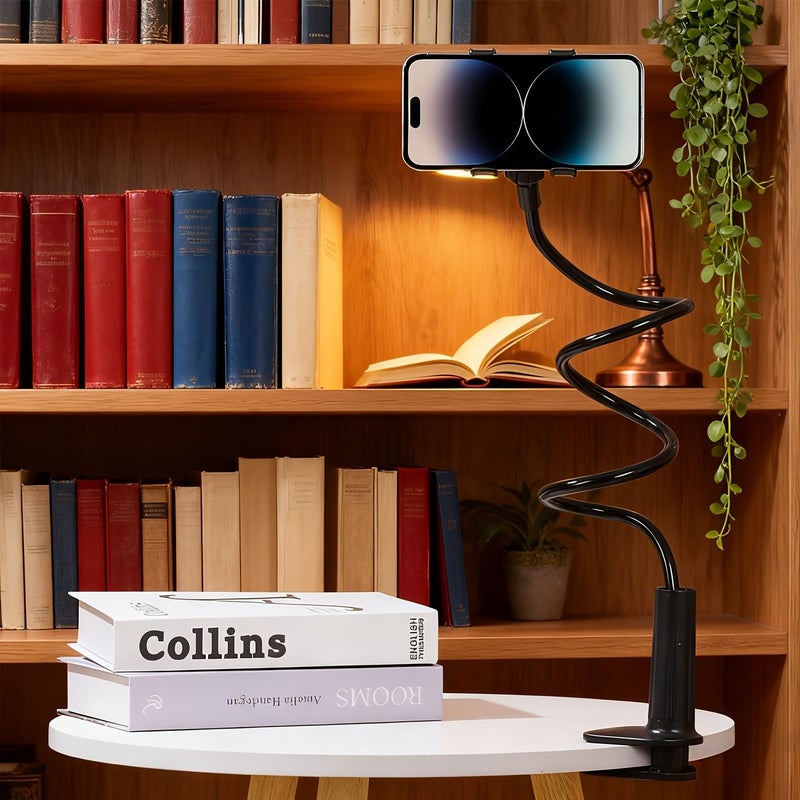 Universal Versatile Clamp Bracket 27.56 Inch Flexible Hose Stable Phone Tablet Holder Black - Image 5