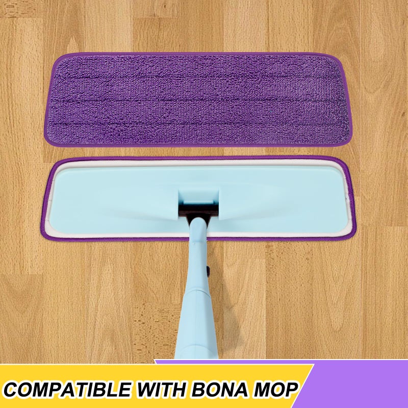 H-Gamely 16.5 inch Reusable Mop Pads Microfiber Spray Mop Replacement Heads for Wet/Dry Mops Compatible with Bona Floor Care System (5 Pack) - Image 2