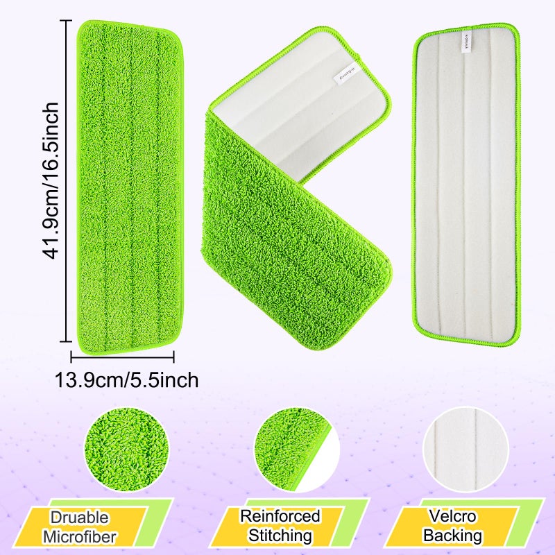 H-Gamely 16.5 inch Reusable Mop Pads Microfiber Spray Mop Replacement Heads for Wet/Dry Mops Compatible with Bona Floor Care System (5 Pack) - Image 3