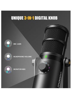 Maono Maonocaster PD400X USB/XLR Dynamic Microphone Gain Knob and Volume Control Studio Mic for Broadcast Recording Streaming Gaming Black  - Image 5