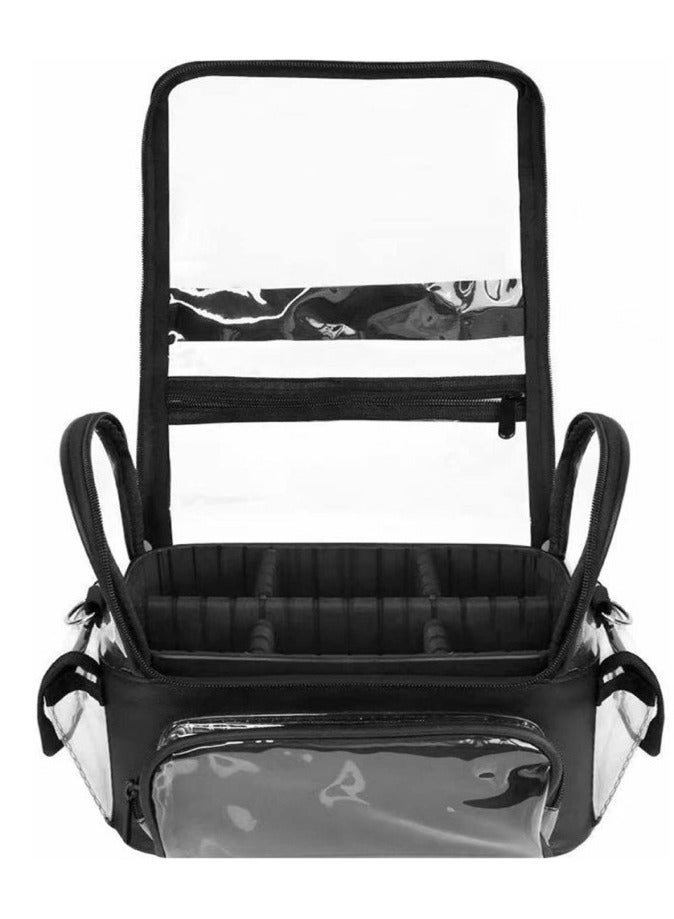 عام حقيبة ماكياج محمولة من بلاستيك بفي رؤية صافية، مع حامل فرشاة ماكياج صافي و حقيبة تخزين أدوات ماكياج. - Image 4