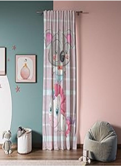 Unicorn & Koala Kids Curtain Code-95 Single Side Stripe