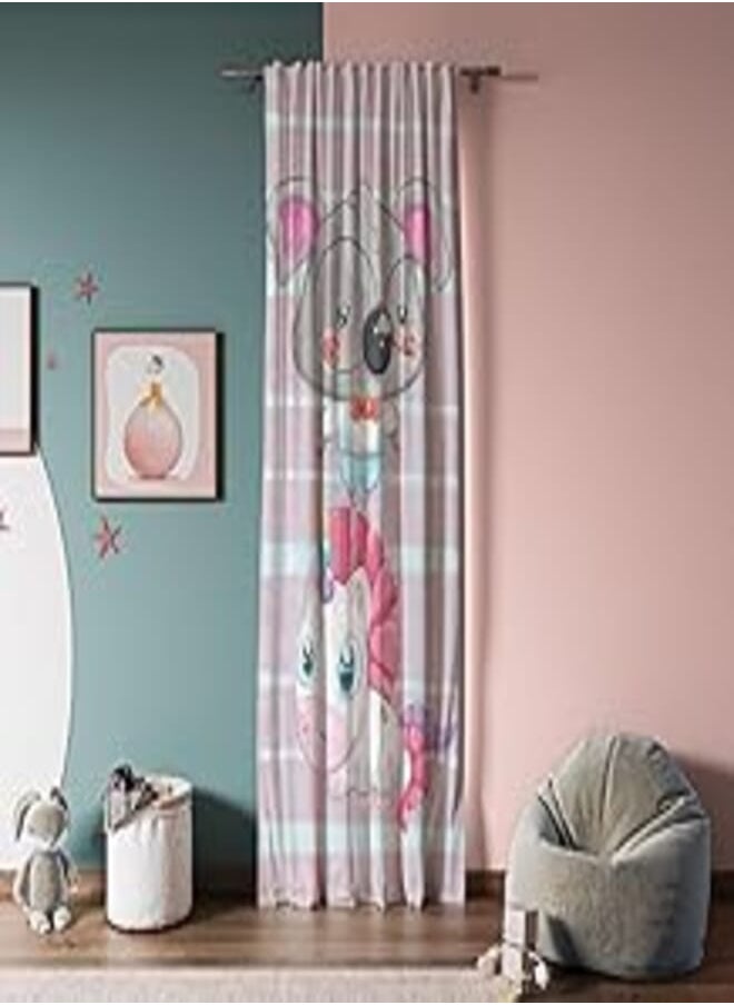 Unicorn & Koala Kids Curtain Code-95 Single Side Stripe