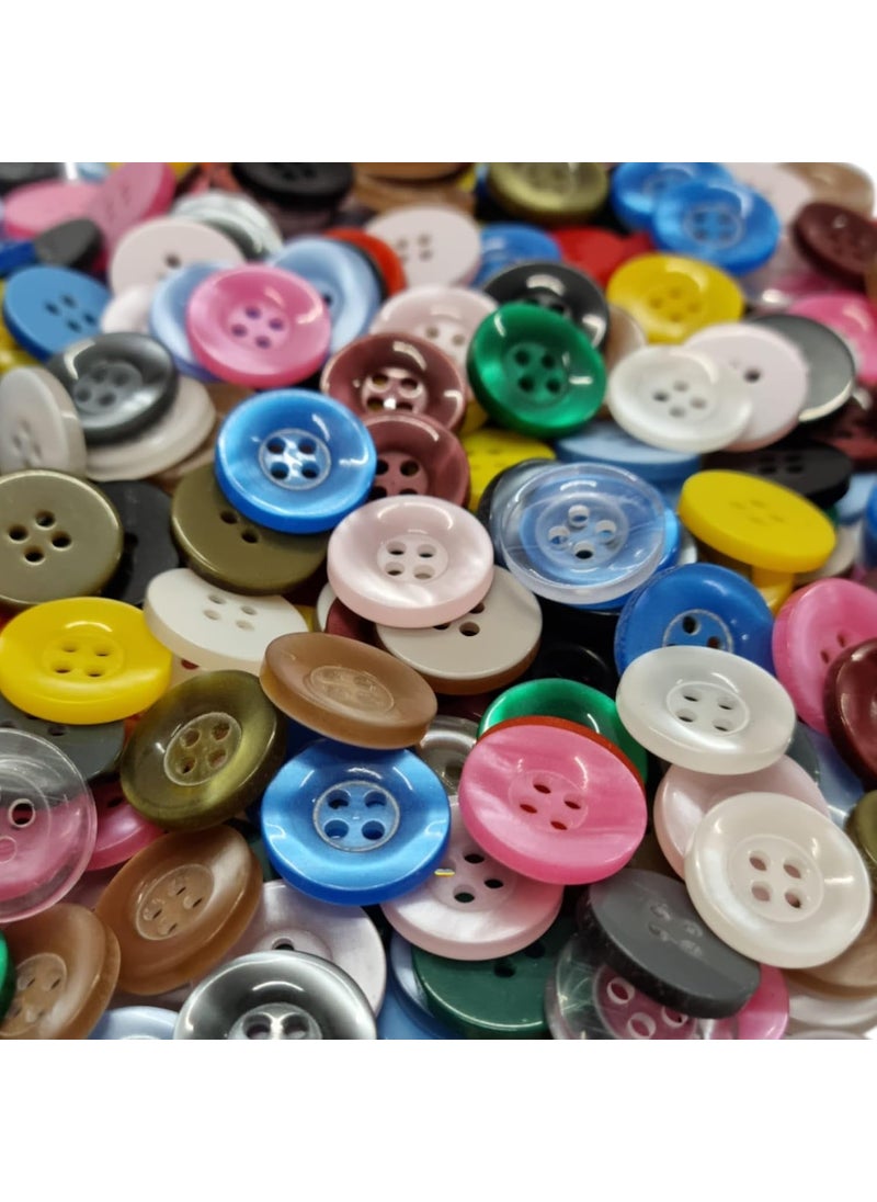 RIANZ RIANZ 280 pcs 15mm Big Buttons for Craft DIY Round Resin Sewing Buttons for Clothes, 4 Holes 14 Colors Ornament Crafts Buttons for Sewing Knitting Arts (Multi Color)  - Image 1