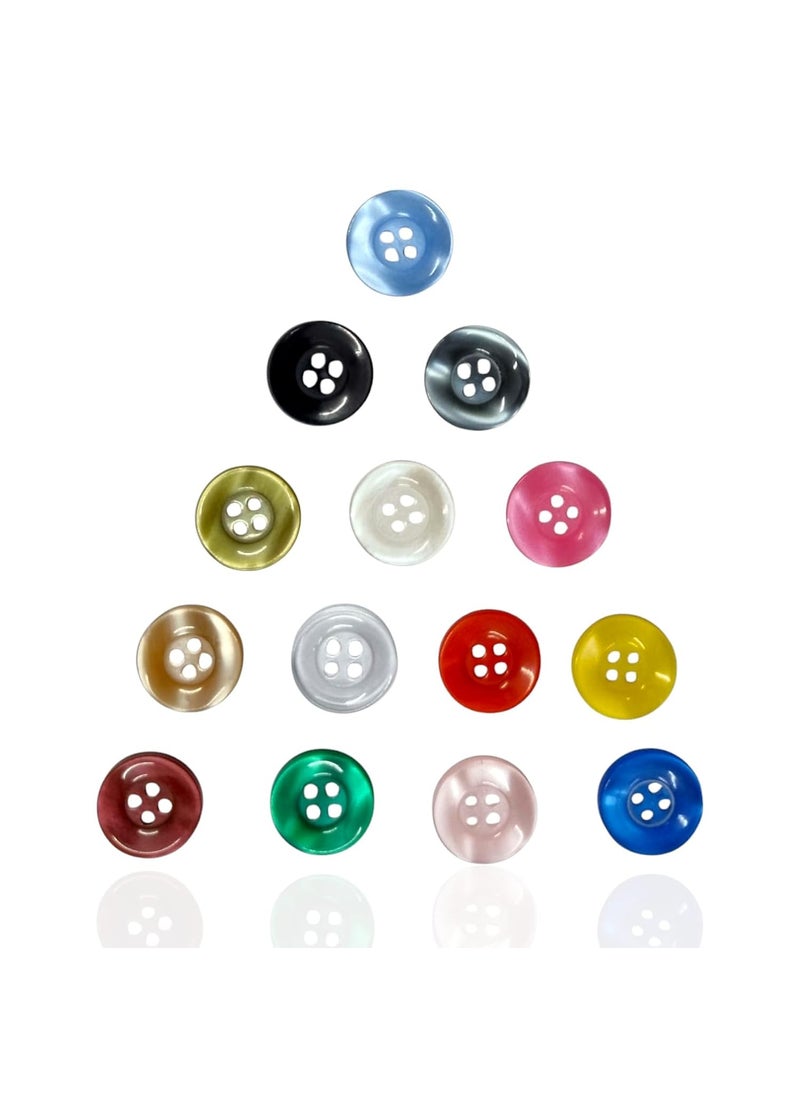 RIANZ RIANZ 280 pcs 15mm Big Buttons for Craft DIY Round Resin Sewing Buttons for Clothes, 4 Holes 14 Colors Ornament Crafts Buttons for Sewing Knitting Arts (Multi Color)  - Image 3