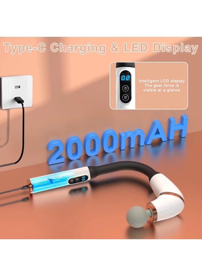 جهاز مساج عضلات وفاشيا قابل للشحن Type-C بشاشة LED و6 مستويات سرعة مع 4 رؤوس تدليك- متعدد اللون - Image 4