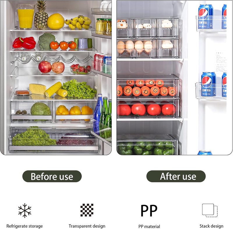 MANO Stackable Refrigerator Drawers Pull Out Clear Fridge Drawer Organizer Bins Divided Storage Box Plastic Food Containers Set for Pantry Kitchen Cabinet Dresser Clothes - Image 5