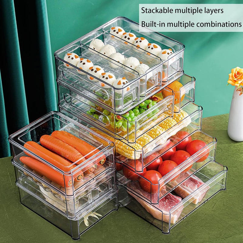 MANO Stackable Refrigerator Drawers Pull Out Clear Fridge Drawer Organizer Bins Divided Storage Box Plastic Food Containers Set for Pantry Kitchen Cabinet Dresser Clothes - Image 2
