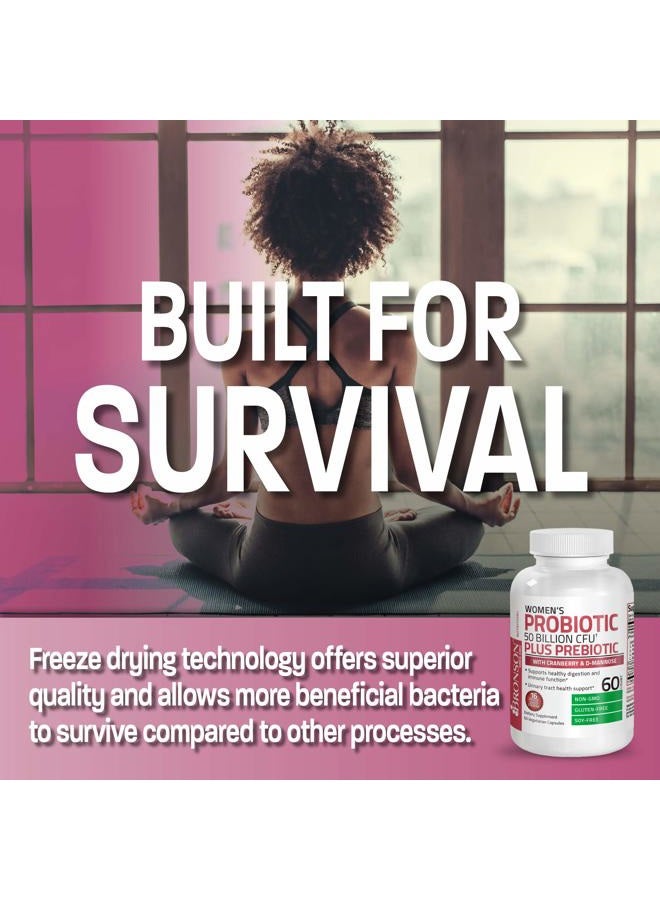 SOLARAY Women's Probiotic 50 Billion CFU + Prebiotic with Cranberry & D-Mannose – Vaginal Health, Healthy Digestion, Immune Function and Urinary Tract Support, Non-GMO, 60 Vegetarian Capsules  - Image 4
