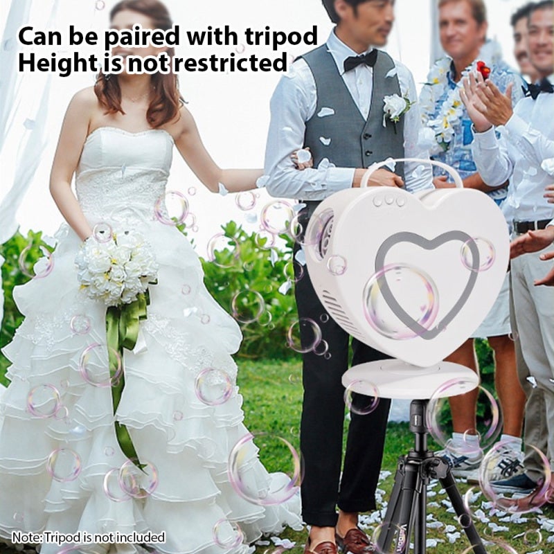 Automatic Rotating Bubble Machine: White, High Bubble Output, 360-Degree Rotation Control, Rechargeable ABS Material - Cute Heart-Shaped Design for Outdoor Weddings and Parties - Image 5