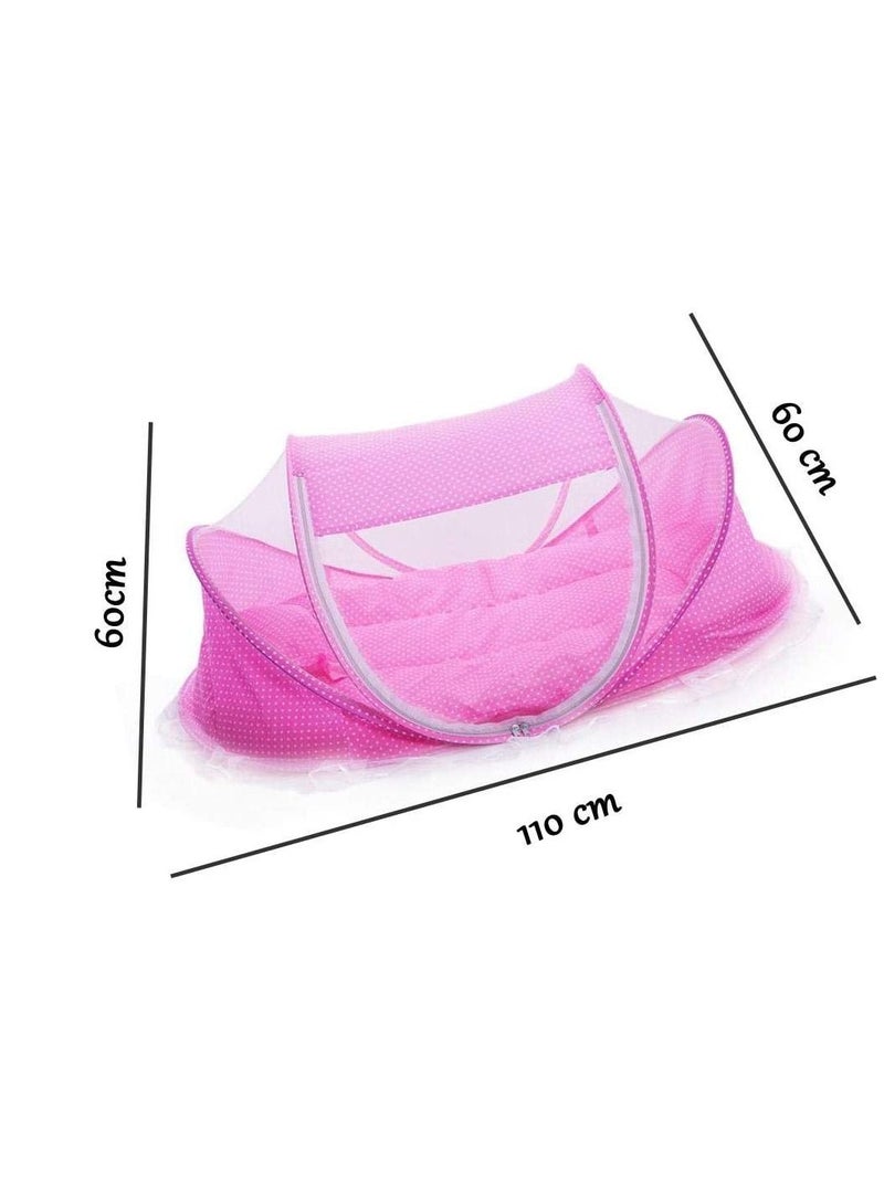 Baby Portable Mosquito Folding Tent Pink For Infants - Image 3