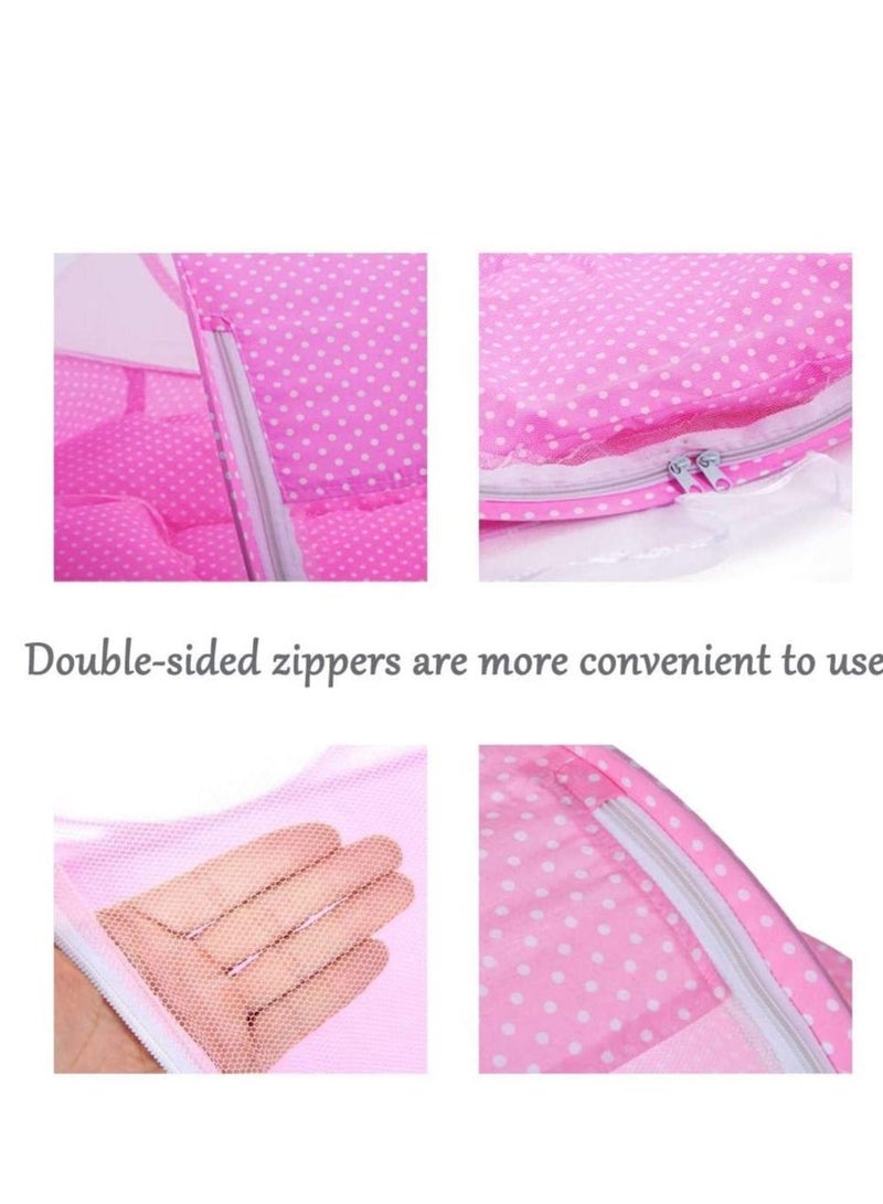 Baby Portable Mosquito Folding Tent Pink For Infants - Image 2