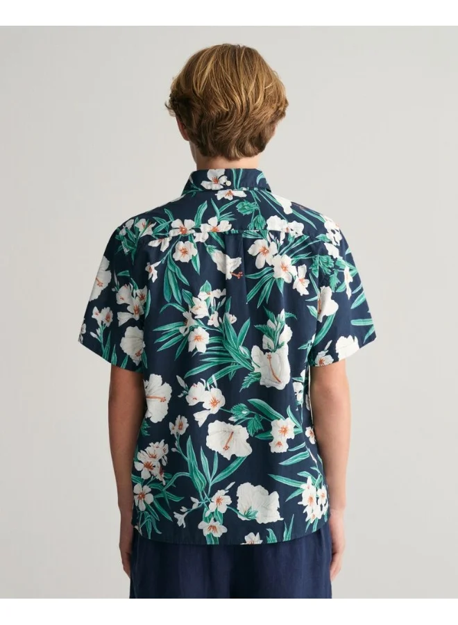 غانت Gant Teens Oleander Print Cotton Short Sleeve Shirt