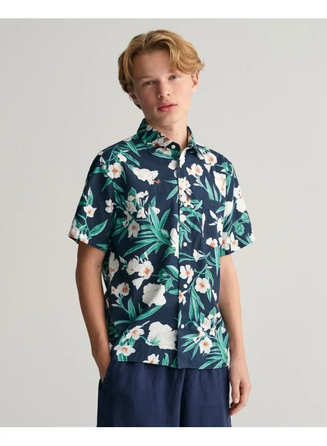 غانت Gant Teens Oleander Print Cotton Short Sleeve Shirt