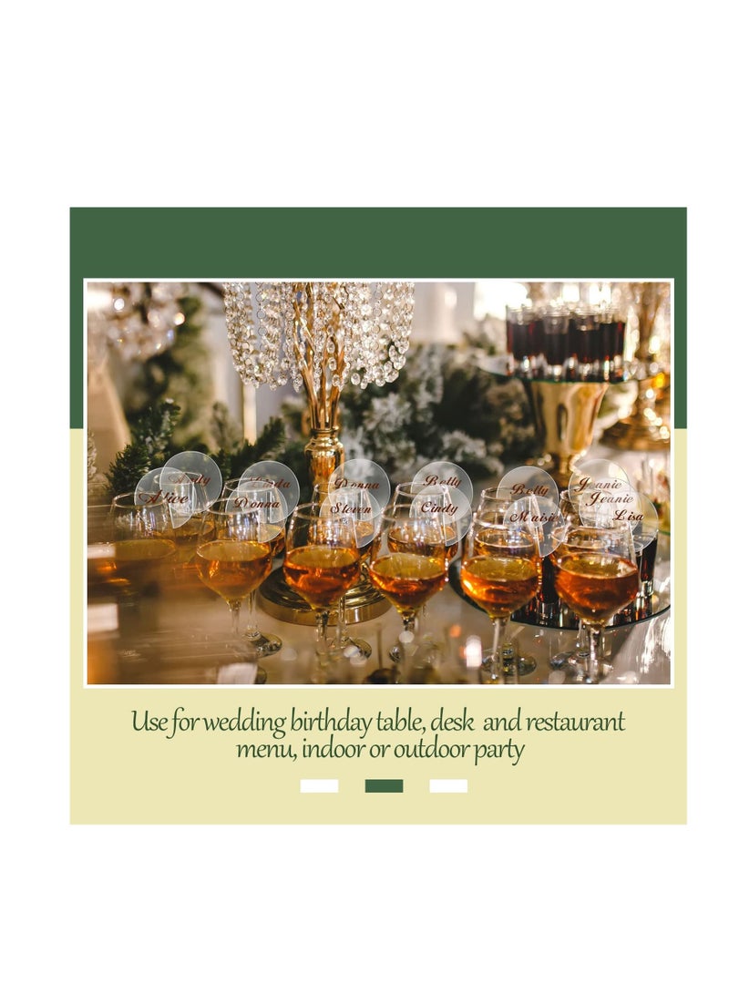 Excefore Round Acrylic Seat Cards, Acrylic Name Place Card Holders,  Round Acrylic Place Cards for Wedding Banquet Table Decor（80 Cards + 80 Bases） - Image 5