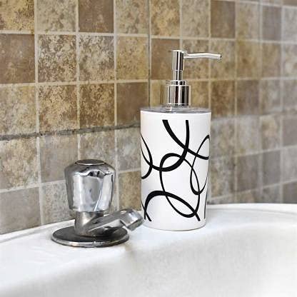 Unbreakable Liquid Soap/Liquid/Shampoo/Hand wash/Sanitizer/Lotion Dispenser Bottle for Kitchen, Wash-Basin and Bathroom 350 ml (White Design) 1pcs - Image 3