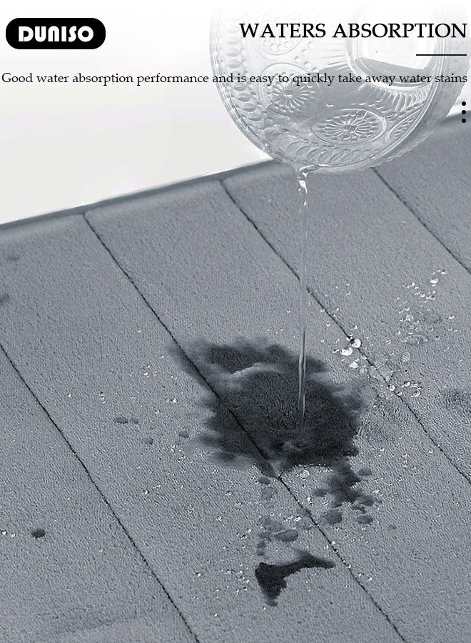 DUNISO مجموعة سجادات حمام مكونة من 3 قطع تشمل سجادة استحمام، سجادة كونتور، سجادات استحمام فائقة النعومة وامتصاص الماء وغير قابلة للانزلاق لحمام الأرضية، حوض الاستحمام وغرفة الاستحمام، قابلة للغسل في الغسالة - Image 5