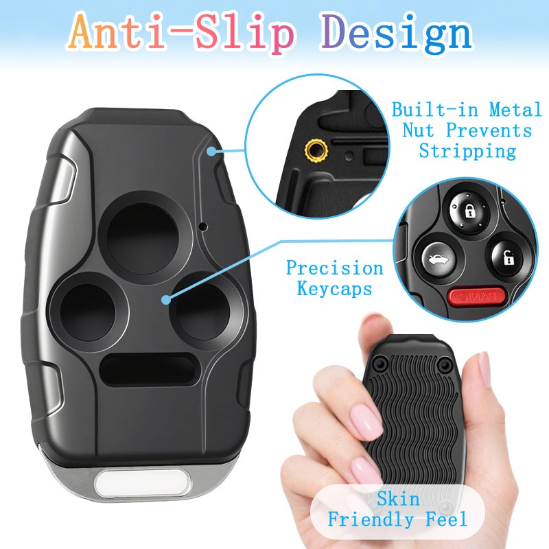 WENCD Key Fob Cover Shell Compatible with Honda Accord 2003-2012,Civic EX 2006-2013,Pilot 2009-2015,CR-V 2005-2006 - Premium Durable,Scratch-Resistant (Black - 4 Button) - Image 3