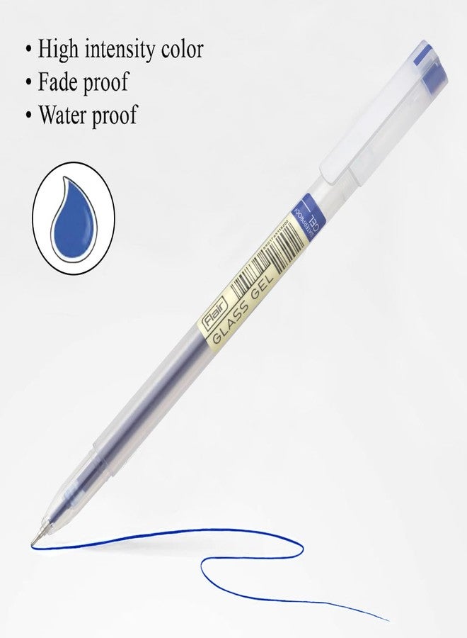 FLAIR Glass 0.6mm Gel Pen | Water Proof Ink For Smooth Flow System | Low-Viscosity Ink For Smudge Free Writing | Transparent Body With Fine Tip | 10 Black Ink Pens and 10 Blue Ink Pens, Pack of 20 - Image 3