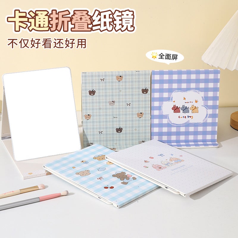 Binhongjia Cartoon Full-Screen Paper Mirror Student Ladies Copperplate Foldableing Table Mirror Makeup Mirror Portable Ultra-Thin Beauty Mirror - Image 2