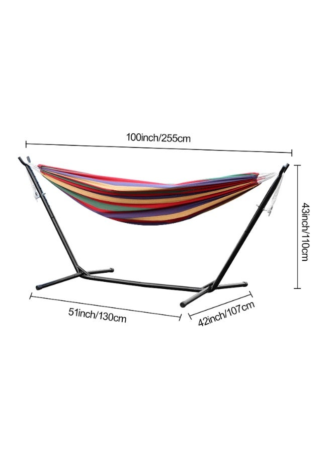 XiuWoo Double Hammock,150kg Capacity Hammock with Stand Outdoor Two Person Hammock,Hammock Chair with Space Saving Metal Stand,Indoor Hammock Stand with Carrying Bag Strong Load-Bearing Red - Image 5