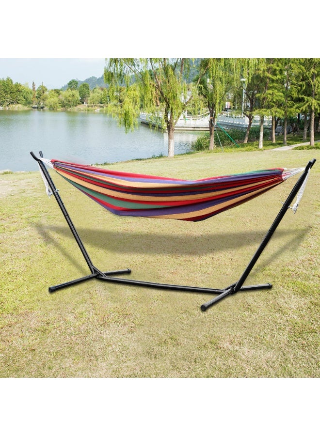 XiuWoo Double Hammock,150kg Capacity Hammock with Stand Outdoor Two Person Hammock,Hammock Chair with Space Saving Metal Stand,Indoor Hammock Stand with Carrying Bag Strong Load-Bearing Red - Image 3