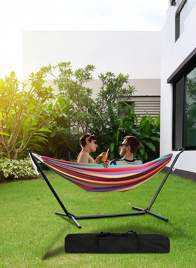 XiuWoo Double Hammock,150kg Capacity Hammock with Stand Outdoor Two Person Hammock,Hammock Chair with Space Saving Metal Stand,Indoor Hammock Stand with Carrying Bag Strong Load-Bearing Red - Image 1