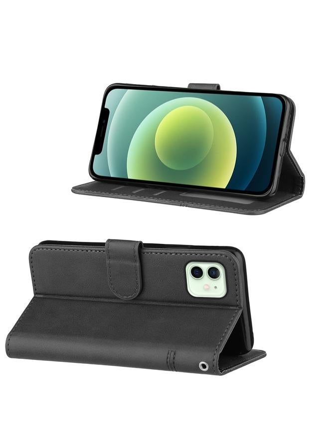 زبون جراب لهاتف iPhone 12 mini مصنوع من جلد العجل مع مشبك قابل للطي أفقيًا مع حامل وفتحات للبطاقات ومحفظة وحبل - Image 5