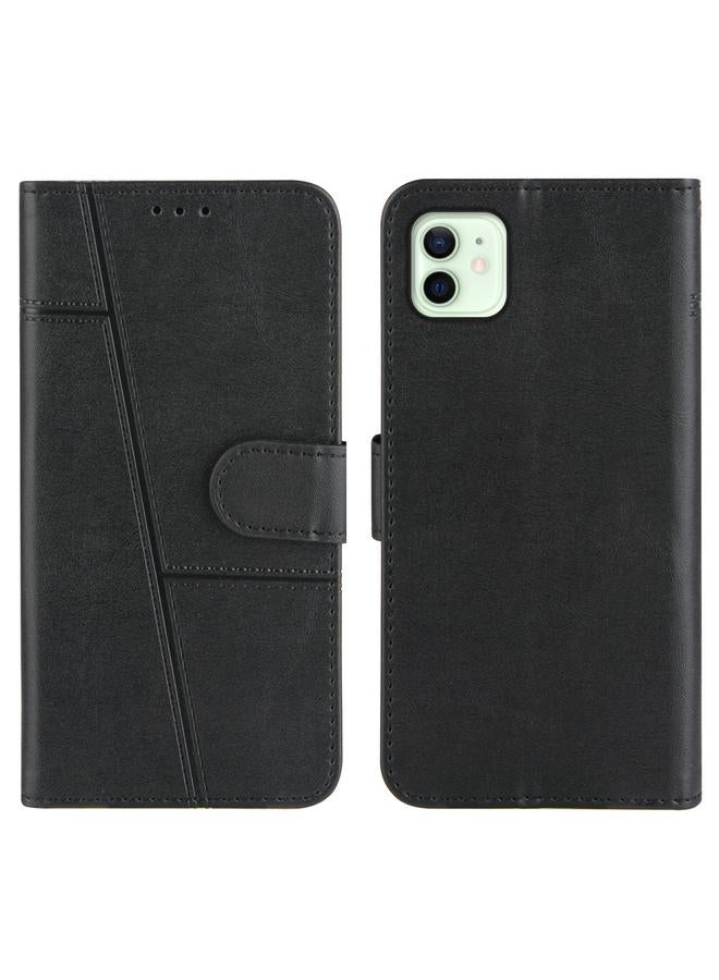 زبون جراب لهاتف iPhone 12 mini مصنوع من جلد العجل مع مشبك قابل للطي أفقيًا مع حامل وفتحات للبطاقات ومحفظة وحبل - Image 3