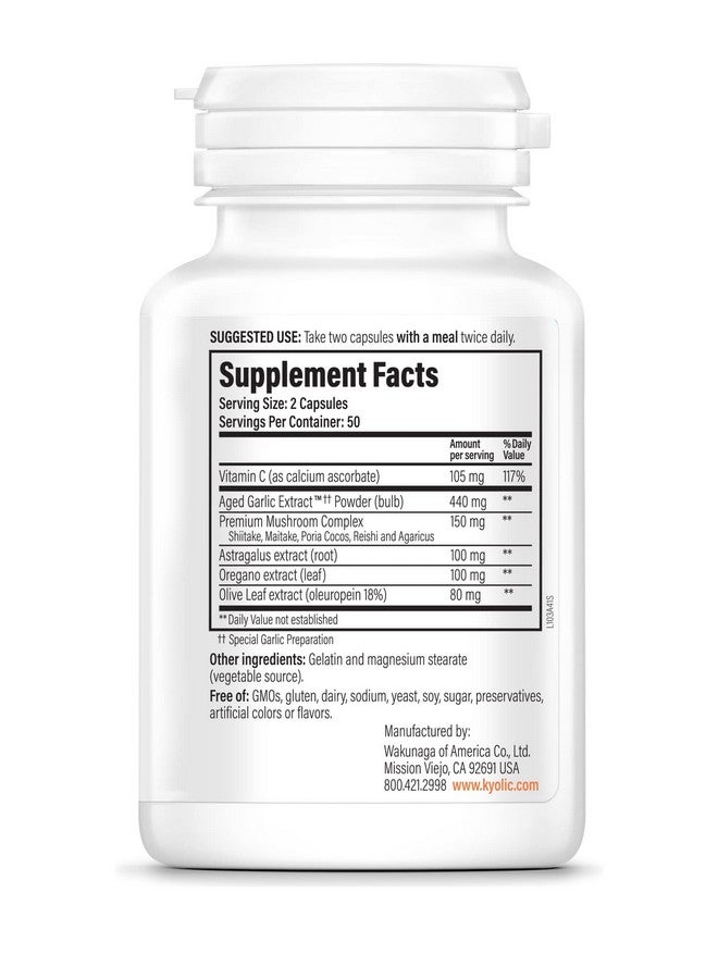 Kyolic Aged Garlic Extract Formula 103 Immune Support, 100 Capsules (Packaging May Vary) - Image 3