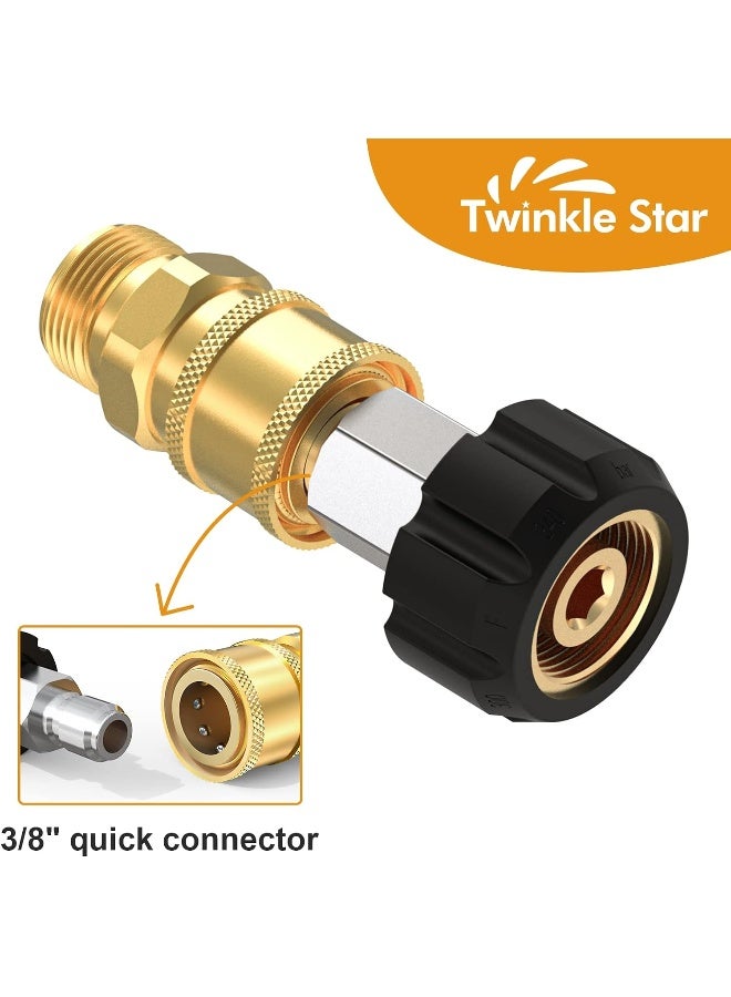 Twinkle Star Pressure Washer Adapter Set Quick Connect Kit, M22 14Mm Swivel To 3/8'' Quick Connect  - Image 1