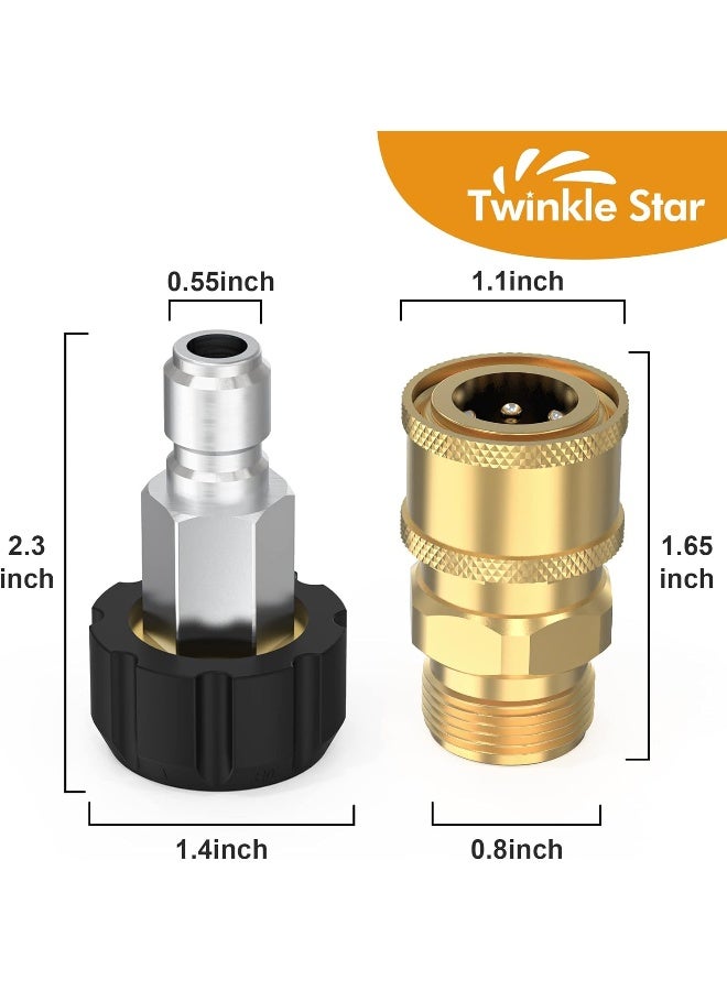 Twinkle Star Pressure Washer Adapter Set Quick Connect Kit, M22 14Mm Swivel To 3/8'' Quick Connect  - Image 4