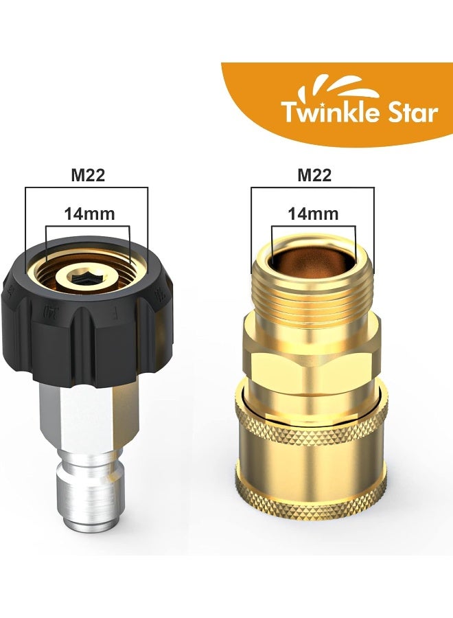 Twinkle Star Pressure Washer Adapter Set Quick Connect Kit, M22 14Mm Swivel To 3/8'' Quick Connect  - Image 3