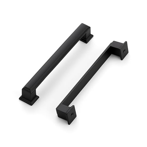 Ravinte Hardware 10 Pack Matte Black Cabinet Pulls, 5 Inch (128mm) Hole Center Zinc Alloy Drawer Handles for Kitchen Cabinets, Cupboards, Dressers, Square Solid Metal Hardware - Image 1