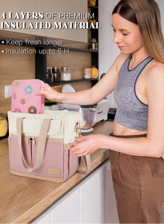 JOYHILL Lunch Bag for Women, Leakproof Insulated Lunch Box with Shoulder Strap, Adult Reusable Lunch Cooler Tote Bags for Work Picnic Camping School Beach, Purple - Image 5
