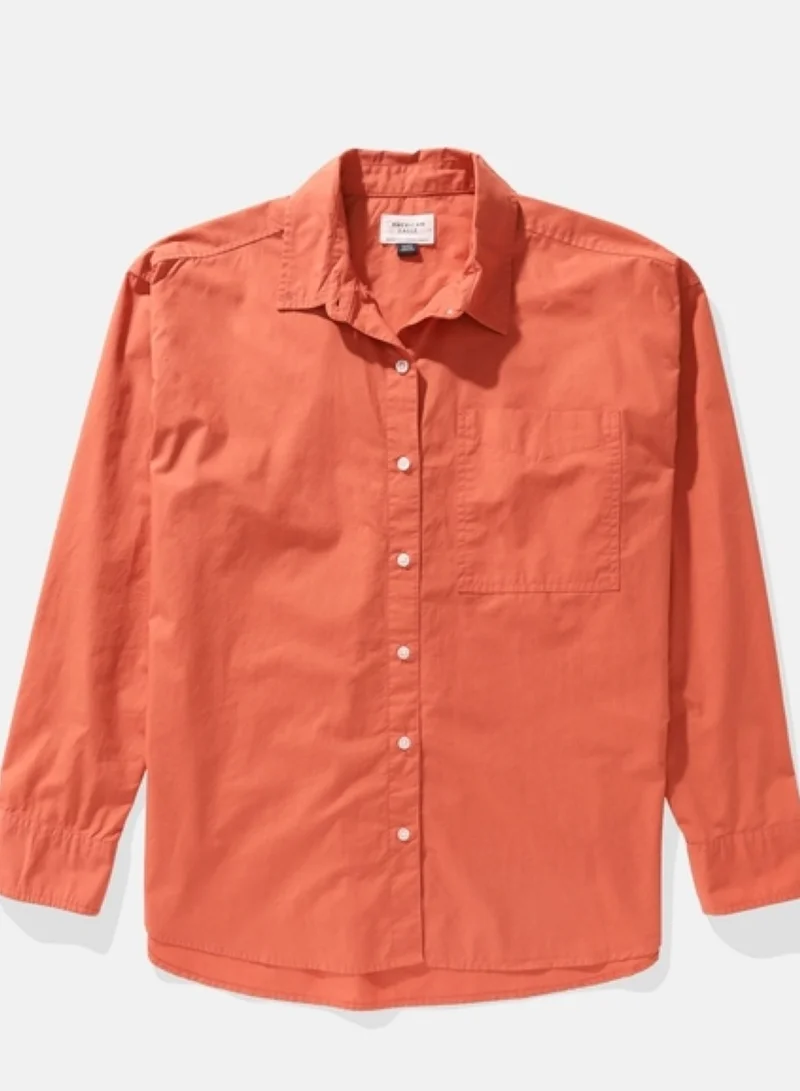 American Eagle Pocket Detail Button Down Oversized Shirt