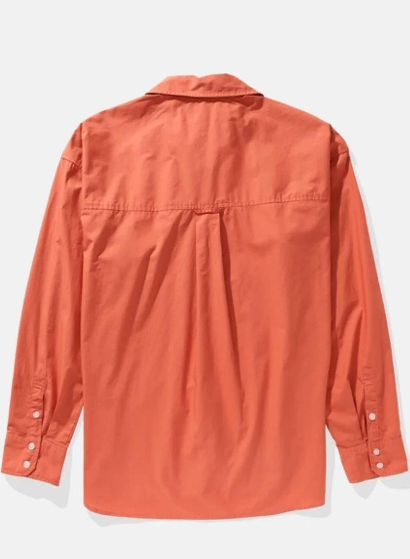 American Eagle Pocket Detail Button Down Oversized Shirt