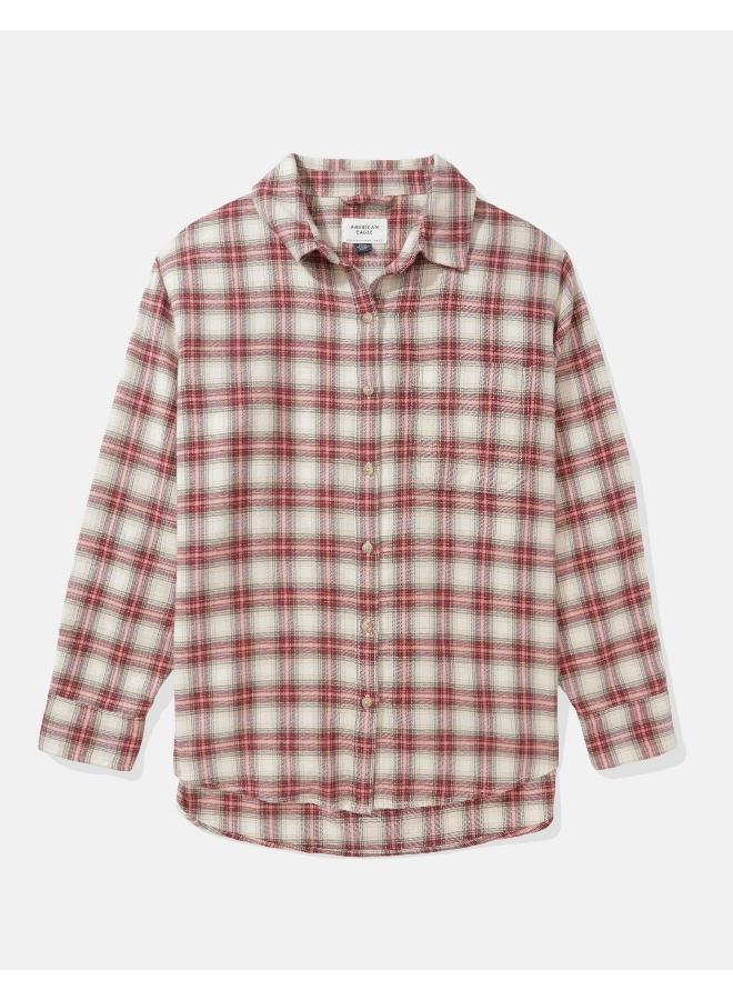 American Eagle AE Oversized Plaid Flannel Shirt  - Image 3