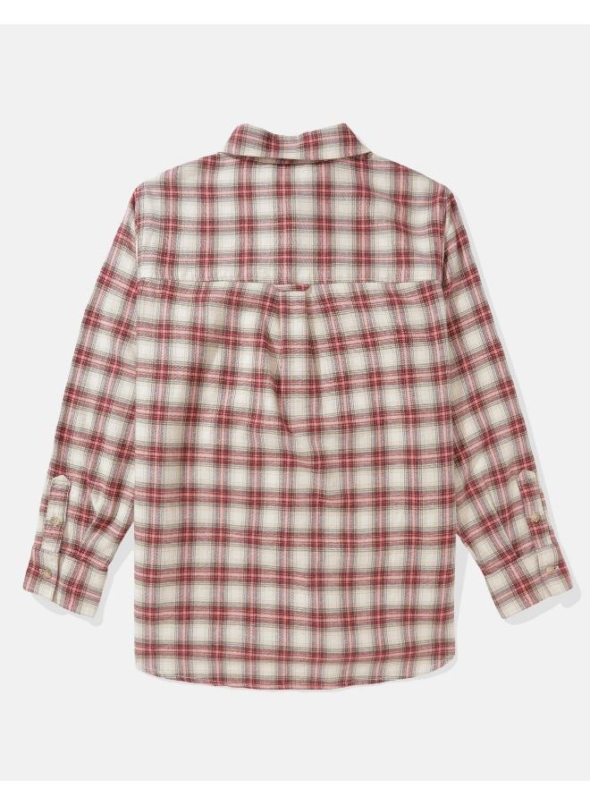 American Eagle AE Oversized Plaid Flannel Shirt  - Image 4