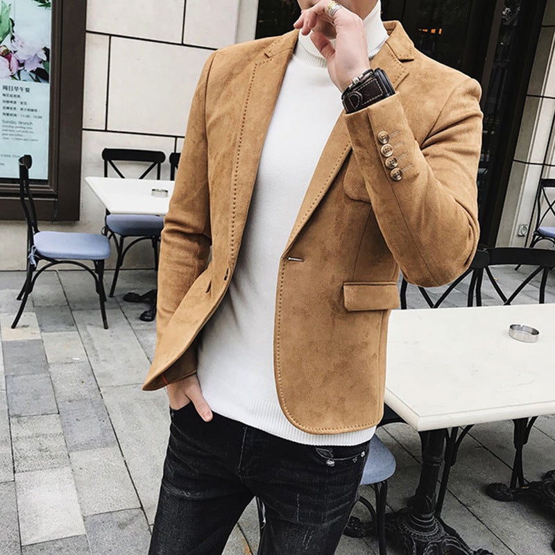 Suede Korean-style slim-fit suit 1606-dx01-p115 - Image 2