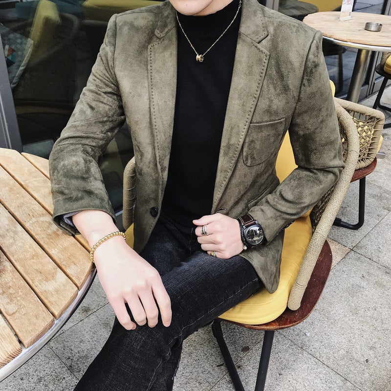 Suede Korean-style slim-fit suit 1606-dx01-p115 - Image 5