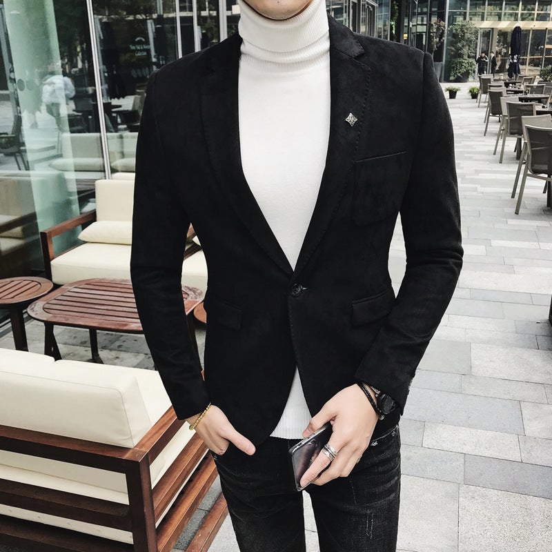 Suede Korean-style slim-fit suit 1606-dx01-p115 - Image 4