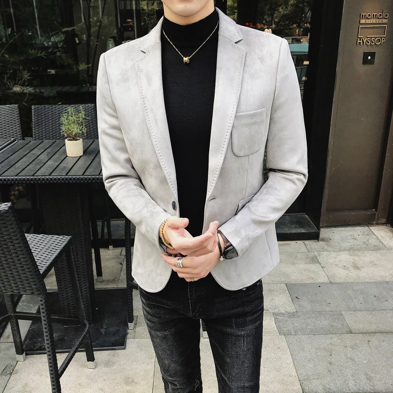 Suede Korean-style slim-fit suit 1606-dx01-p115 - Image 3