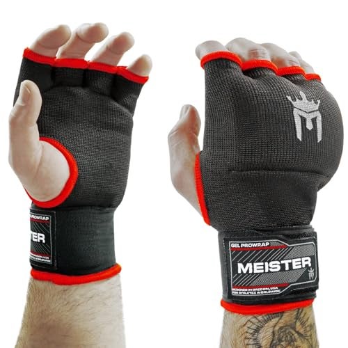 Meister GelPadded ProWrap Inner Hand Wrap Gloves Pair BlackRed YouthXSmall - Image 1