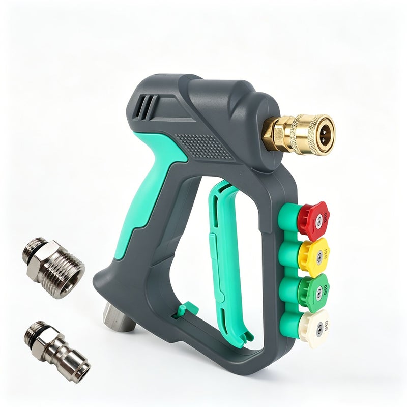 High Pressure Washer Gun 4 Nozzles 2 Adapters Non Slip Handle Car Patio Garden - Image 1