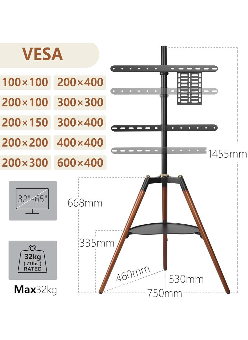 RION - TRIPOD STYLISH EASEL STUDIO TV FLOOR STANDS FOR HOME AND OFFICES EASY TO CARRY, UNIVERSAL AND HIGH QUALITY FIT FOR MOST 32-65 SCREENS - Image 1