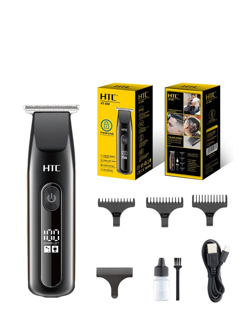 HTC - HTC AT-508 Rechargeable Hair Trimmer & Clipper Digital Display 3-Second Travel Lock Shaving Cutting for Home Use & Beard - Image 1