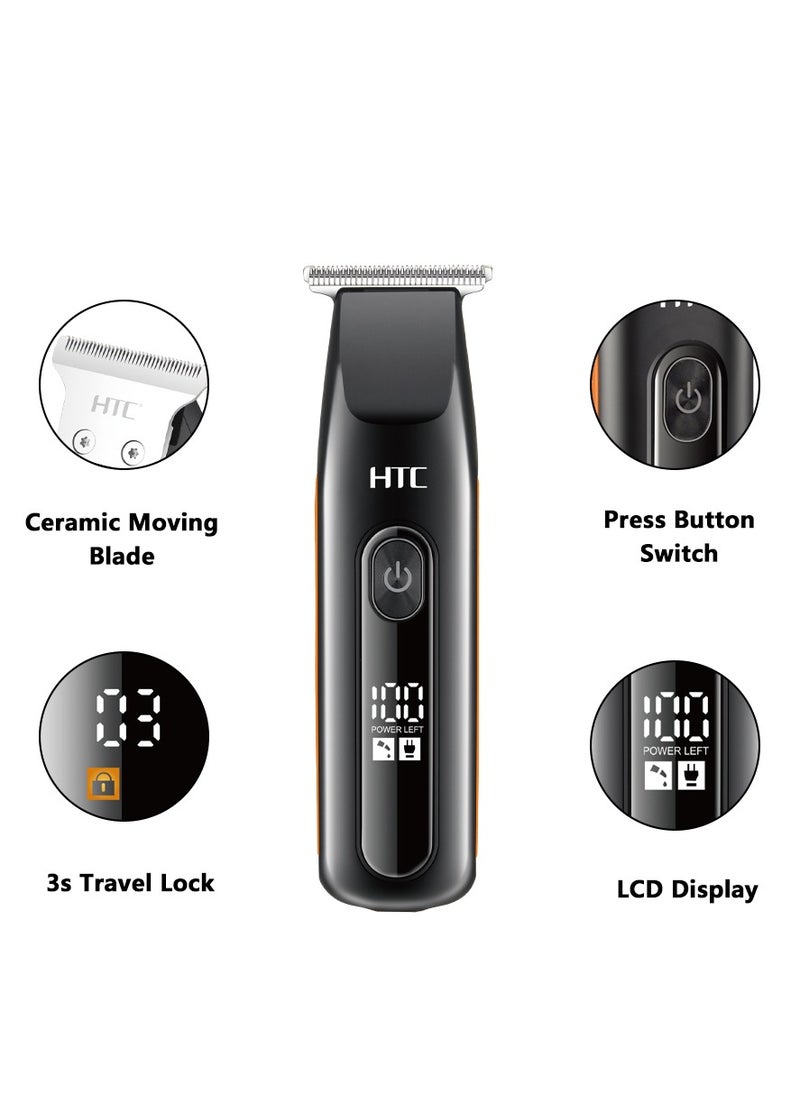 HTC - HTC AT-508 Rechargeable Hair Trimmer & Clipper Digital Display 3-Second Travel Lock Shaving Cutting for Home Use & Beard - Image 1